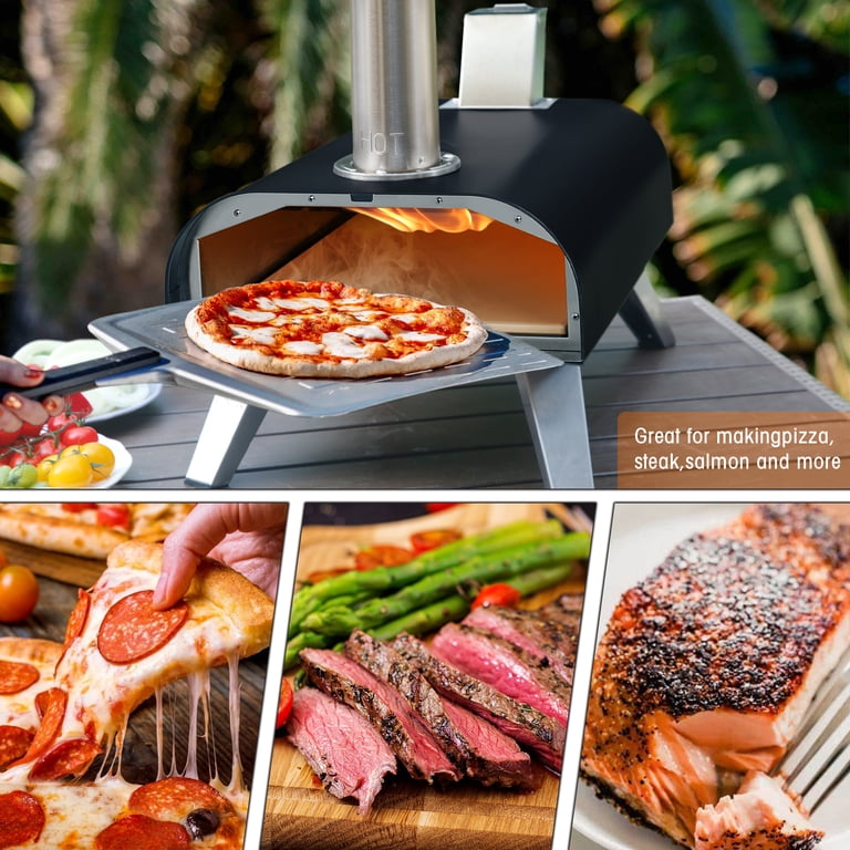 Big Horn Outdoor 12 inch Wood Pellet Fired Pizza Oven, Black