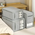 thumbnail image 7 of Folding Wardrobe Storage Box with Clear Zippered Window, Large Capacity Organizer for Sweaters Pants Clothes, Foldable and Stackable for Closet Under Bed Use, 7 of 7