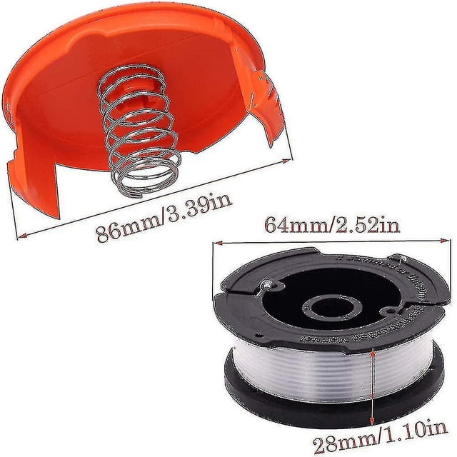 Paquete de 6 carretes de hilo con 2 cubiertas compatibles con reemplazo de cortadora de césped Black Decker