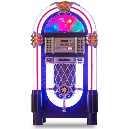 Retro JUKEBOX Wireless Wood Sound System CD MP3 Radio Wireless Connectivity Red Juke Box