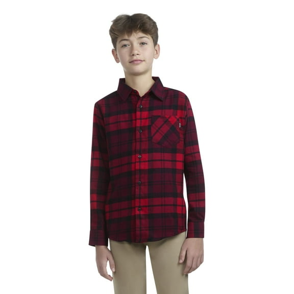 Boys 8-20 Hurley Long Sleeve Flannel Top Color: Red Size: LARGE