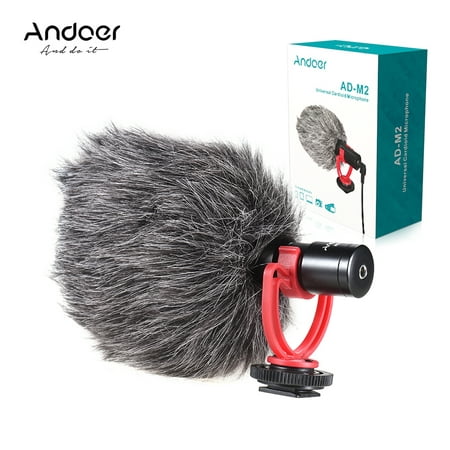 Andoer AD-M2 Cardioid Directional Condenser Microphone Metal Construction Video Mic 3.5mm Plug for 6/ 6plus for Huawei Smartphone Tablet PC for Canon Nikon Sony DSLR Camera Consumer Camcorder