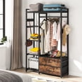 thumbnail image 3 of Tribesigns Freestanding Closet Organizer, Clothes Rack with Drawers and Shelves, Heavy Duty Garment Rack Hanging Clothing Wardrobe Storage Closet for Bedroom, Black, 3 of 7