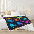 thumbnail image 2 of Gradient Cat Blanket for Girls Boys Cute Kitten Throw Blanket for Bed, Neon Ombre Cat Paws Fleece Blanket 40x50 Size Multicolor Leaf Sherpa Blanket, Animal and Pet Theme Fuzzy Blanket, 2 of 6