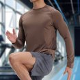 thumbnail image 4 of ZRGHAOYLQ Men Quick Dry Moisture Wicking Mens Gym Shirts Athletic T-Shirts Big and Tall Solid Color Shirt Long Sleeve Crewneck Pullover Outer Sport Fitness Shirts Tops Brown XL, 4 of 5