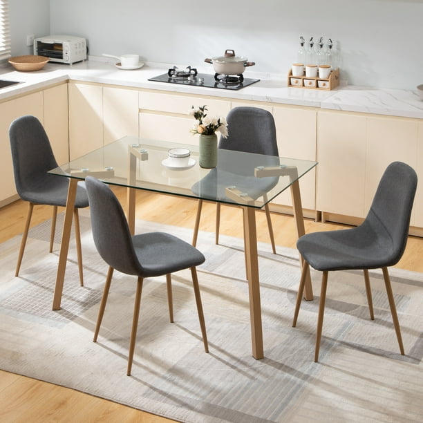 Sanspredet Dining Room Table Set for 4, Modern 5-Piece Dining Table and