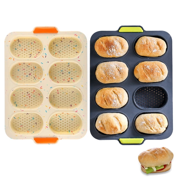 Molde de silicona para baguettes, bandeja para hornear perforada antiadherente de aspecto profesional, molde flexible de silicona de grado alimenticio apto para horno para hornear en casa