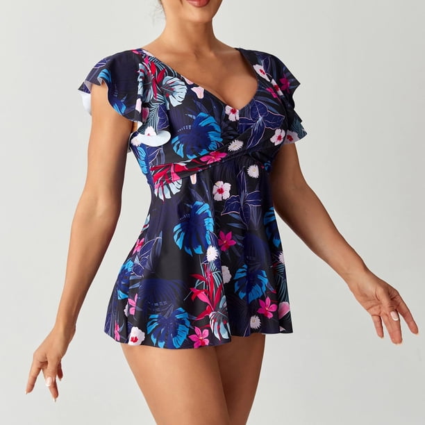 Trajes de baño Amzcrzy Tankini para mujer, trajes de baño, trajes de baño, bikini para mujer, bikini liso sin espalda, traje de baño de dos piezas, traje de baño, conjunto de ropa de playa, negro, S