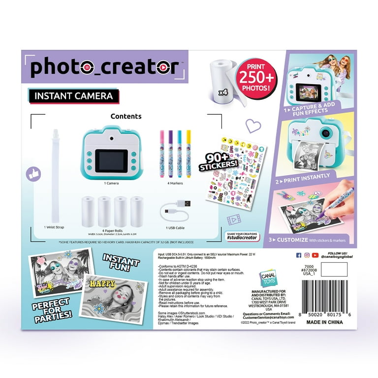 Canal Toys Photo Creator Instant Print Camera Photo, Selfie and Video Thermal Paper for 250 Photos LCD Screen