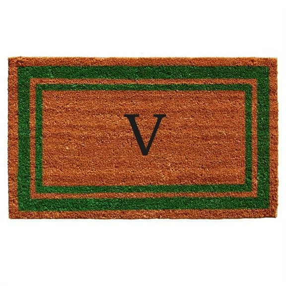Calloway Mills Green Border 24" x 36" Monogram Outdoor Doormat (Letter V)