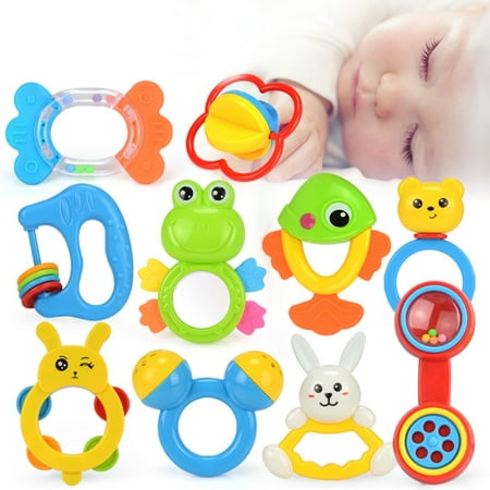 Baby Rattles Teether Toys, Infant Shaking Bell Rattle Set Early Educational Toys for 3, 6, 9, 12 Month Baby Infant, (The Best Baby Toys 0 6 Months)