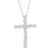 Russian Orthodox Cross 18 inch Necklace for Women - Cubic Zirconia Diamond Swirl Crucifix Cross Pendant - Girls Orthodox Christian Cross Sterling Silver