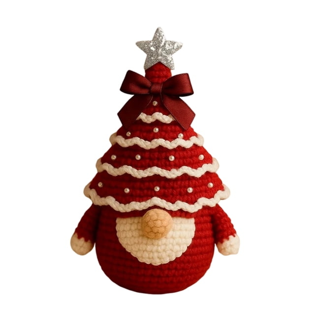 relayinert Kit de Crochet de Noël Adulte Débutant Ensemble de Crochet Kit de Crochet Instructions et Accessoires Fil Doux Excellent Débutant Kit de Matériel Rouge
