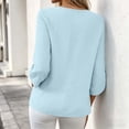 thumbnail image 4 of KTFgvq Women's Scoop Neck 3/4 Sleeve Blouses, Relaxed Fit Casual Tops, Solid Color Tees, Lightweight Linen for Vacation, Summer, Light Blue L, 4 of 7