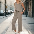 thumbnail image 2 of Baberdicy 2-Piece Lounge Set - Tank Top & Wide Leg Pants Casual Outfit Khaki Xl, Womens Daily Casual 2 Piece Solid Tank Tops Wide Leg Pants Outfits Sets, 2 of 6