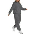 thumbnail image 6 of Womens 2 Piece Outfits Hoodie Sweatsuit Sets Over Sized Sweatshirt Baggy Fall Fashion Sweatpants with Pockets, for Winter Lounge and Casual Activities,Dark Gray,L, 6 of 7