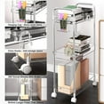 thumbnail image 3 of LLMRR 3-Tier Acrylic Rolling Utility Cart with Wheels, Multi-Functional Storage Trolley for Office, Mobile Shelving Unit Multifunction Rolling Utility Cart, Clear, 3 of 6
