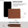 thumbnail image 5 of Men's Light Brown Leather Bifold Wallet RFID Blocking Front Pocket Security Passcase Cowhide Durable Extra Capacity Billfold 6 Credit Cards with Flip-out ID Classic Handmade Gift For Him VINAM-B-06, 5 of 7