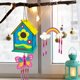 thumbnail image 5 of Manualidades para niños de edades – Paquete de 4 campanillas de viento para casa de pájaros – Construir y pintar casas de pájaros, kits de arte de madera, cesta de Pascua, regalos para niñas, 5 of 5