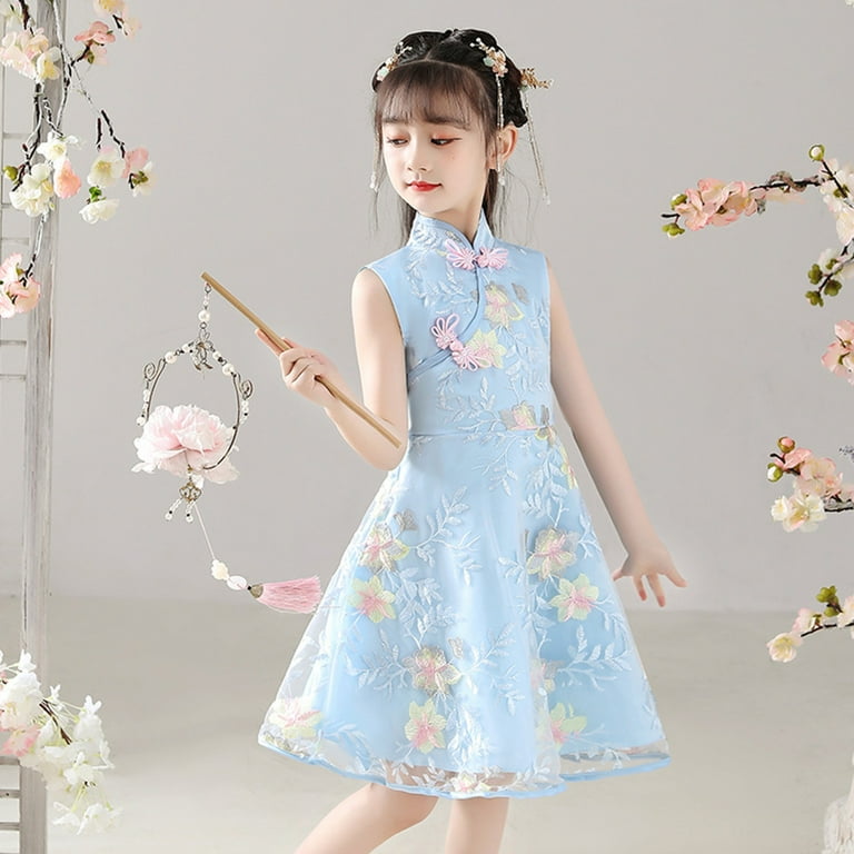 Girls Easter Outfit Size 7 8 Dresses for Big Kids Toddler Kids Baby Girls Children Fairy Hanfu Sleeveless Dresses For Chinese Calendar New Year Pretty Puffy Dresses for Girls Snowflake Dress Girl