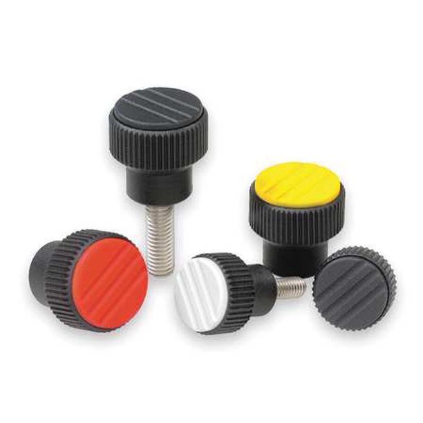 Knurled knob, plastic, black, 5/1618 x 40 mm, stainlessKIPP K0247