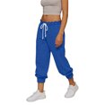 thumbnail image 2 of Womens Jogger Capris Ruffle Drawstring Waist Capris Pants Comfortable Loose Casual Cropped Trousers Blue M, 2 of 5
