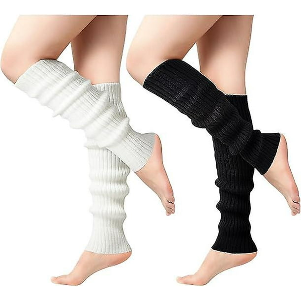 2 Pairs Leg Warmers For Women Leg Warmers 80s Ribbed Knitted Long Socks For Party Sports