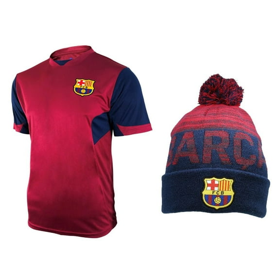 Icon Sports Men FC Barcelona Official Soccer Jersey and Beanie Combo 09 - Small
