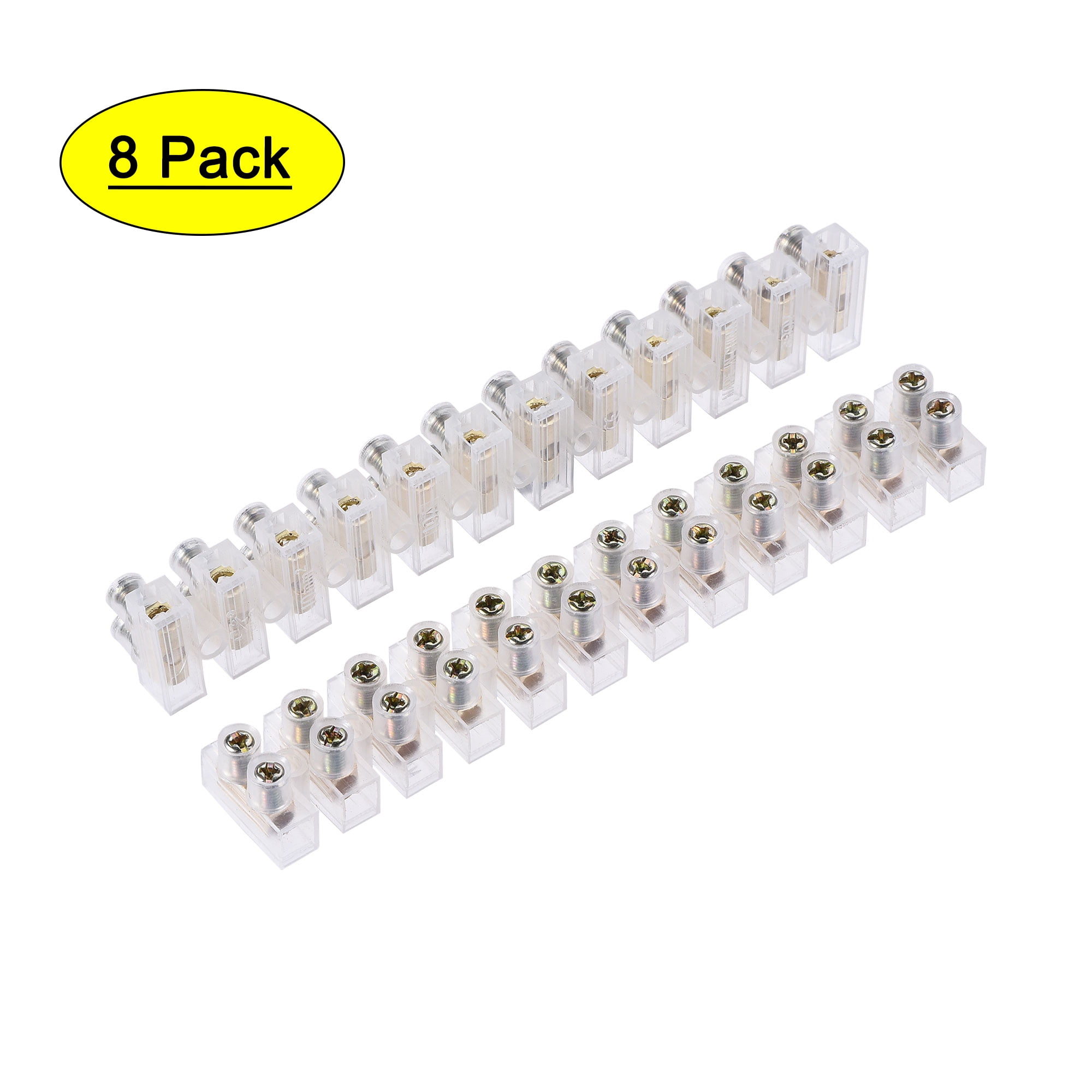 3 Pcs 8 Positions Dual Rows Covered Barrier Screw Terminal Block 