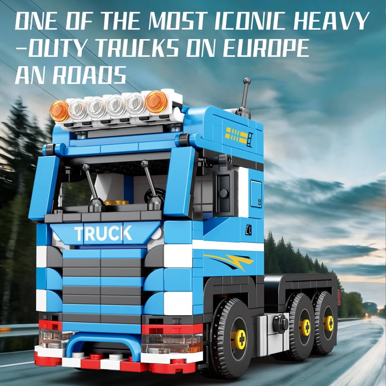 992PCS Container Truck Building Blocks European Heavy Duty Trailer Car ...