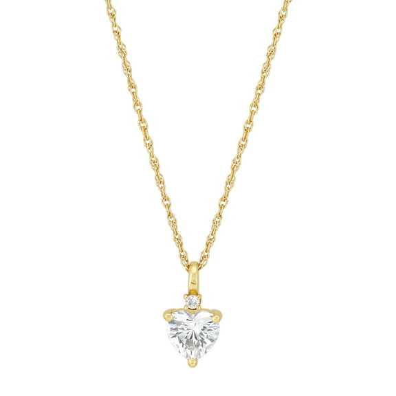 Brilliance Fine Jewelry Cubic Zirconia Heart Pendant in 14KT Gold Plated Sterling Silver