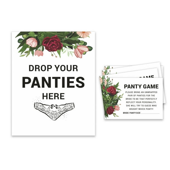Inkdotpot Bridal Shower Game 1 Sign 30 Size Cards White Floral Greenery Girls Night Out Bachelorette Party Panty Game