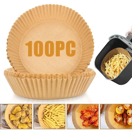 Skycarper  Air Fryer Liners 100Pcs Air Fryer Disposable Paper Liner  Non-stick Air Fryer Paper Liners Round Filter Paper Liner Cooking Paper Baking Paper for Air Fryer Basket Parchment Paper Liner
