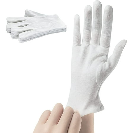 

EvridWear White Cotton Gloves 5 Pairs Coin Gloves for Serving Archival Cleaning Jewelry Silver Inspection Women Men Eczema Dry Hands Moisturizing Small