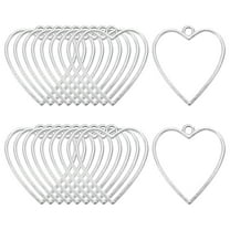20-Pack Open Bezels for Resin, Heart Shape Open Back Bezel Pendants for Resin Jewelry Making/DIY Earrings Necklace, Alloy Hollow Frame Pendants [Silver Tone]