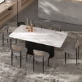thumbnail image 4 of 7PCS Morden Fort 71" Dining Table Set for 6, White Marble Top Dining Table with 6 Armless Grey Boucle Chairs for Kitchen, Dining Room, Restaurant, Conference Room, 4 of 7