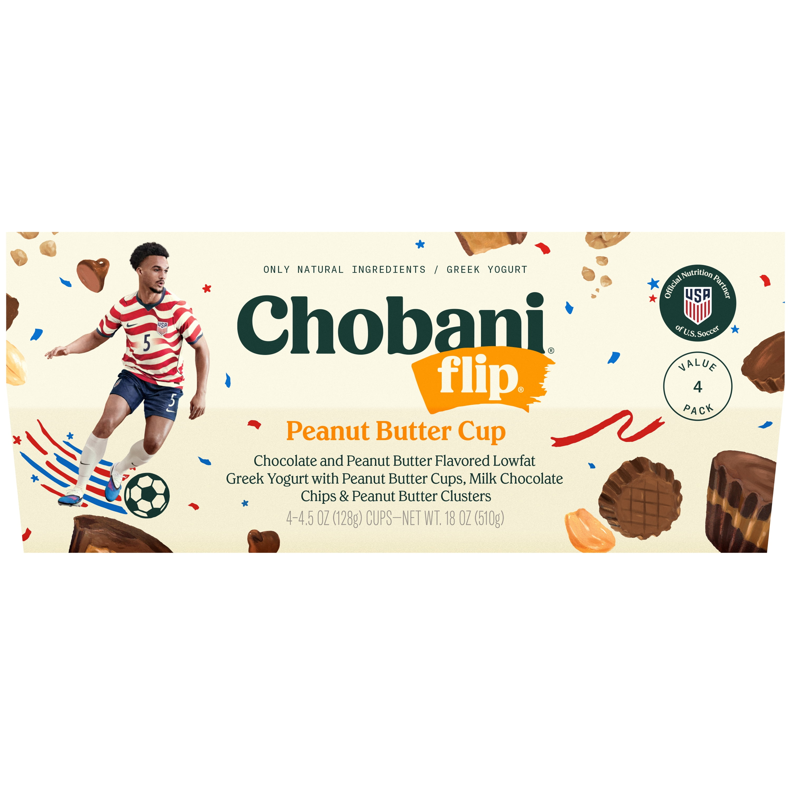 Chobani Flip Low-Fat Greek Yogurt Peanut Butter Cup 4.5 oz 4 Pack