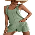 thumbnail image 3 of MesaSe Salopette Courte à Bretelles pour Femme en Coton et Lin, Été, Bretelles Ajustables, Combinaison Short, Sans Manches, Jambe Grand, Ample, 3 of 7