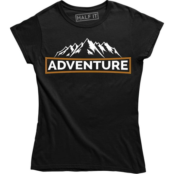 WANDERLUST MOUNTAIN ADVENTURE TRAVELING Womens Black Hiking Trailing T-Shirt