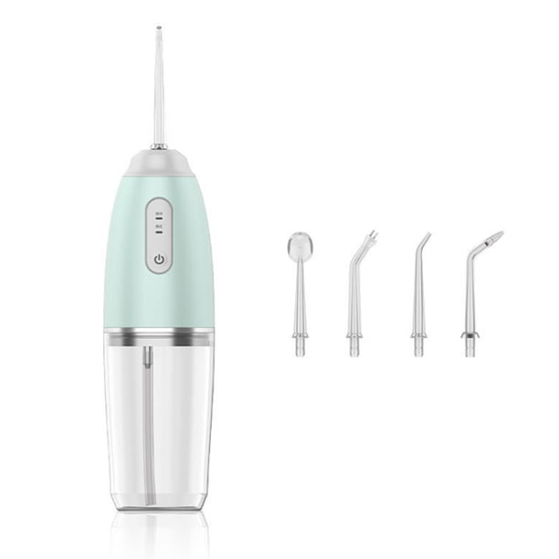 Irrigador bucal portátil inteligente con carga USB, tanque de 230ml, 4 boquillas intercambiables, rotación 360°, 3 modos de limpieza, IPX7 resistente al agua, ideal para viajes y uso diario, color