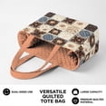 thumbnail image 5 of Pzuqiu Vintage Floral Large Capacity Quilted Tote Bags for Women, Reversible Orange Shoulder Handbag for Work Travel Shopping College Everyday Use, Fits Laptop,Patchwork, 5 of 7