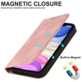 thumbnail image 2 of Decase for Apple iPhone 11 Wallet Phone Case,Shockproof Plain Leather Magnetic Closure Flip Holder Protective Cover with RFID Blocking Card Slots,Pink, 2 of 10