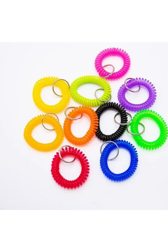 Pack of 10 Colorful Spring Spiral Coil Keychain, Casewin Coil Bracelets Stretchy Keychain Key Chain Bracelet Keychain Wrist Random Color