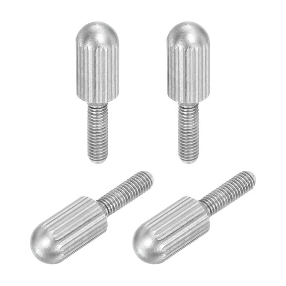 4 Pcs Small Knurled Thumb Screws, M3 x 10mm 304 Stainless Steel Male Flat Head Thread Knurled Thumbscrews Bolts (Silver)