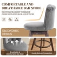 thumbnail image 4 of PAPROOS Bar Stools Set of 2, 26" Swivel Counter Height Bar Stools with Back, Upholstered Velvet Kitchen Island Counter Height Chair with Button Tufted Back, Nailhead Trim and Wood Legs, Grey, 4 of 10
