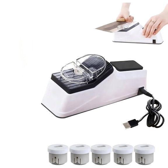 USB Electric Knife Sharpener, With Replacement Grinding Tools, Double Sided Knife Sharpener, Quick Sharpening & Polishing, Stable Non-slip Base (1 pcs)