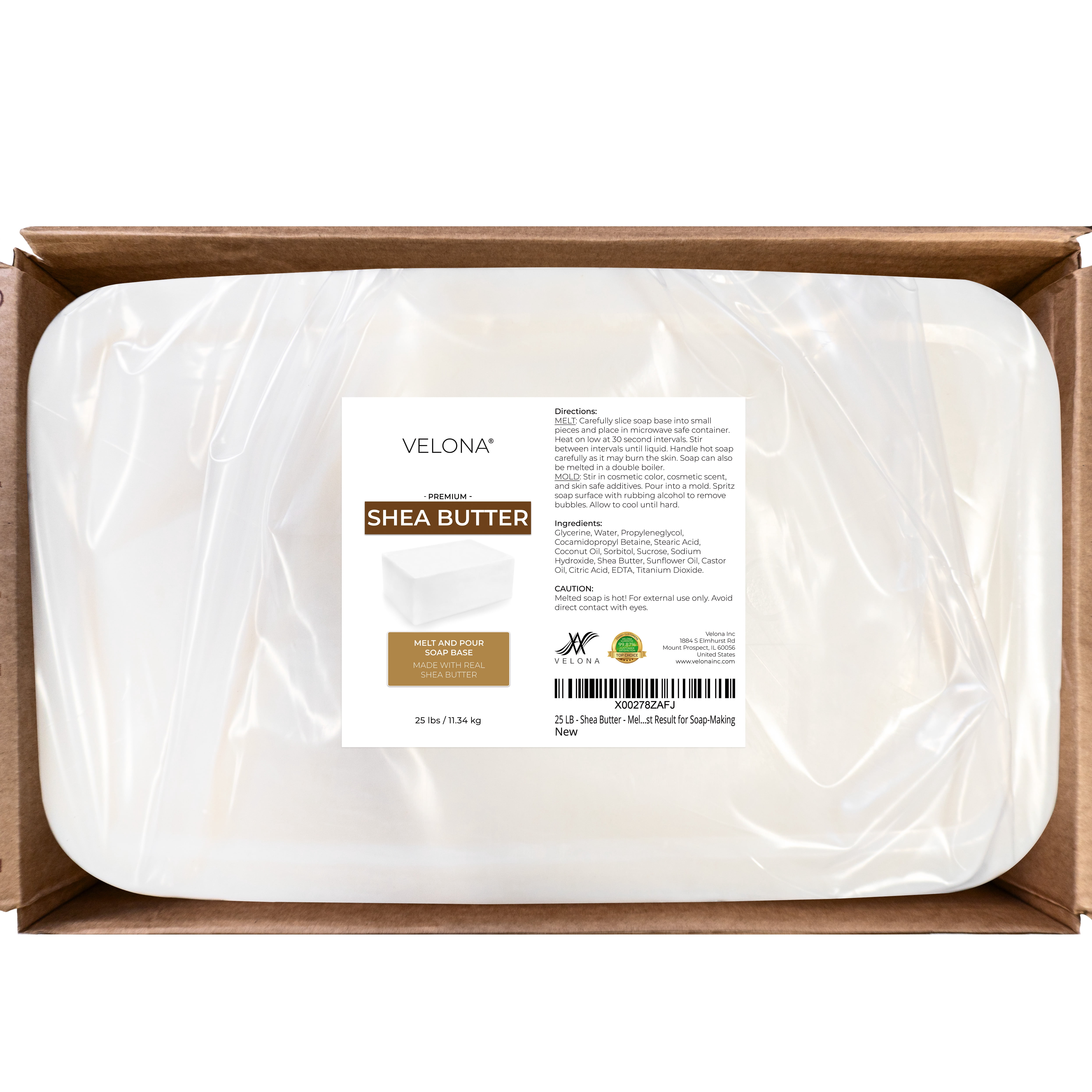 velona 25 LB - Shea Butter - Melt and Pour Soap Base Bulk SLS/SLES free | Natural Bars for The Best Result for Soap-Making