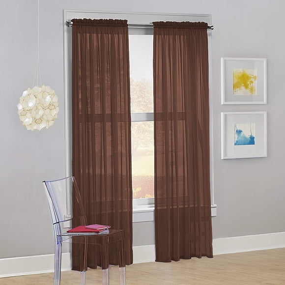 Decotex Ensemble de 2 Rideaux Transparents en Voile (54 Pouces L X 108 Pouces H, Chocolat)
