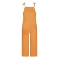 thumbnail image 5 of safuny Women's Wide Leg Cotton Loose Jumpsuits Pocket Teen Fashion Girls Solid Color Relaxed Sleeveless Scoop Neck Trousers Casual Comfy Bandage Adjust Orange XXL, 5 of 5