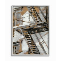 Stupell Industries Abstract Fire Escape Gold Silver City Painting Gray Framed Art Print Wall Art, 16x20, by Ethan Harper